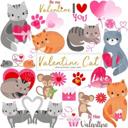 Valentine Clipart-Valentine Clip Art-Cat Clipart-Valentine ...