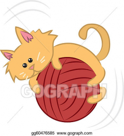 Vector Illustration - Cat with yarn . EPS Clipart gg60476585 ...