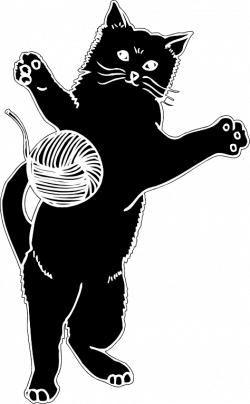 Clipart - Cat Playing With Ball Of Yarn Silhouette