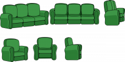 Clipart - Sofa and Chair (3 views)