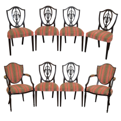Hepplewhite Style Set of 8 Custom Mahogany Shield Back Dining Chairs ...