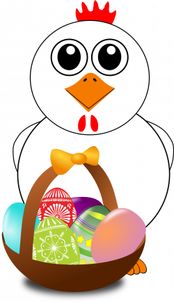 Clipart - Funny Chicken with a basket full of Easter Eggs