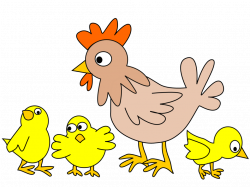 Public Domain Clip Art Image | Hen with three chicken | ID ...