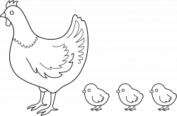 Hen and Chicks Coloring Page - Free Clip Art