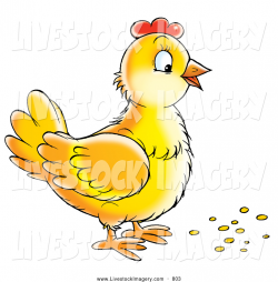 Clip Art of a Cute Yellow Hen Standing over Bird Seed by ...