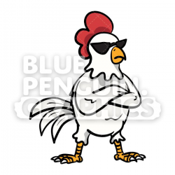 Chicken with Cool Black Sunglass Vector Cartoon Clipart Illustration