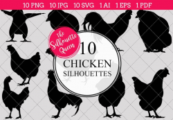 Chicken Silhouette Clipart Clip Art(AI, EPS, SVGs, JPGs ...