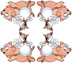 Cartoon pig and chicken. fabric - graphicdoodles - Spoonflower