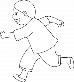 Line Art of Little Boy Running - Free Clip Art