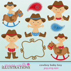 Cowboy Baby Boy Cute Digital Clipart, Cowboy Clip art ...