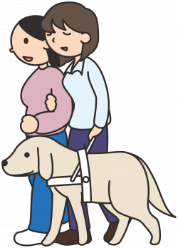 Clipart - Blind / visually impaired woman with a friend and guide dog