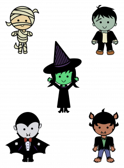 Clipart - Classic Halloween Monsters - Colour
