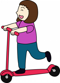 Clipart of Girl Riding Scooter - Free Clip Art