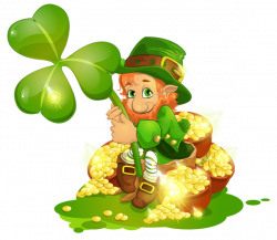 Saint Patrick's Day Leprechaun with Pot of Gold and Shamrock PNG ...
