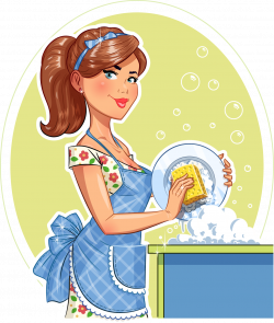 Dishwashing Plate Scouring pad - Women washing dishes housewife 1162 ...