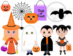 Halloween Costumes Kids digital clip art set by ...