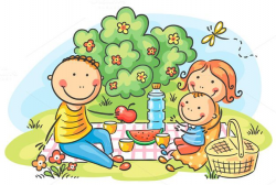 Cartoon family having picnic outdoor by Optimistic Kids Art ...