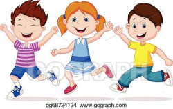 Vector Art - Happy children cartoon running . Clipart ...