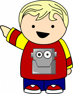 Clipart - Pointing Kid in Robot Shirt