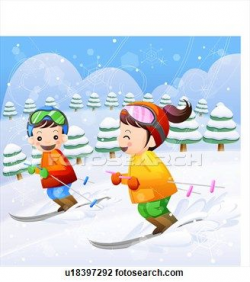 Clip Art of Children Skiing u18397292 - Search Clipart ...