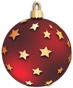 Transparent Red Christmas Ball with Stars Ornament Clipart ...