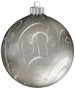 Silver Christmas Ball with Ornaments PNG Clipart Image | Gallery ...