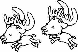 28+ Collection of Christmas Reindeer Clipart Black And White | High ...