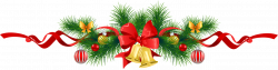 Transparent Christmas Pine Garland with Gold Bells Clipart ...