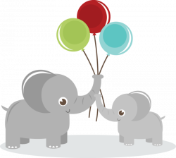 Elephants Holding Balloons SVG elephant clipart cute clip art cute ...