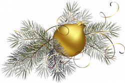Transparent Gold Christmas Ball with Pine PNG Clipart Picture ...