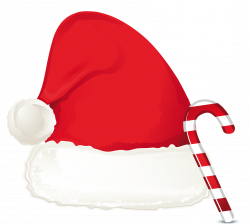 Christmas Candy Cane Ornament And Santa Hat PNG Clipart
