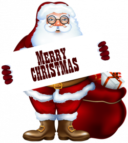Santa Claus with Merry Christmas Label PNG Clipart Image | Clipart ...