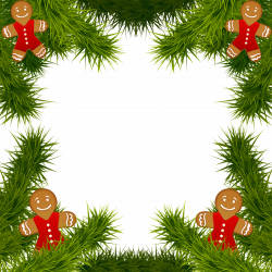 Christmas Pine Frame with Gingerbread Ornaments PNG Clipart Image ...