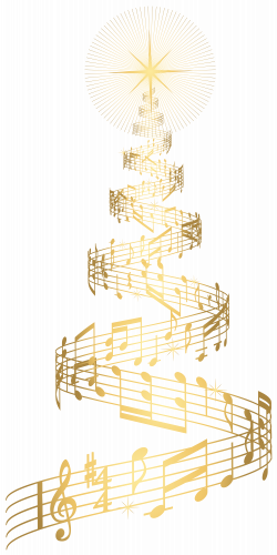 Golden Music Christmas Tree Transparent PNG Clip Art Image ...