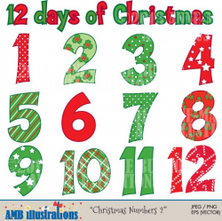 Christmas Numbers Clipart, Twelve Days of Christmas ...