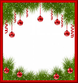 Christmas PNG Transparent Frame with Red Ornaments | Frames ...
