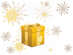 Transparent Yellow Christmas Gift with Snowflakes Clipart | Gallery ...