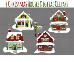 Christmas Town Clip Art | Christmas Clip Art - Snowy Houses ...