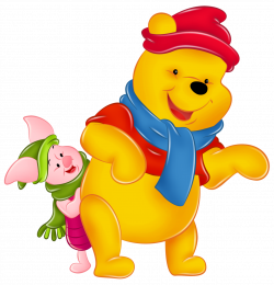 Winnie the Pooh and Piglet with Winter Hats | Gallery Yopriceville ...