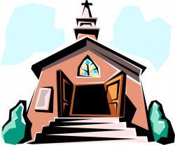 Church Cathedral Entrance with Steps - Vector Image
