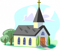 Church Cathedral with Steeple - Vector Image