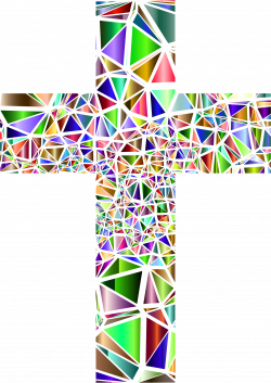 Clipart - Low Poly Stained Glass Cross 5 No Background