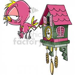 cartoon cuckoo bird and clock clipart. Royalty-free clipart # 387964