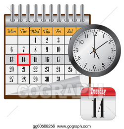 Vector Stock - Calendar and clock. Clipart Illustration ...