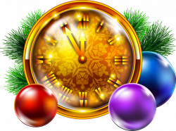 Transparent Golden Christmas Clock with Decoration PNG Clipart ...