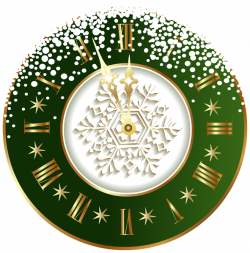 Green New Year Clock PNG Clipart Image | MERRY CHRISTMAS ...