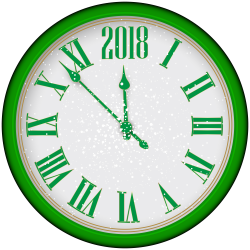 New Year Clock Clip art - 2018 New Year Green Clock Tree PNG Clip ...