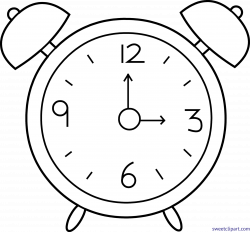 Alarm Clock Lineart Clip Art - Sweet Clip Art