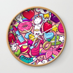 Girl Funky Clipart Wall Clock by luckyu