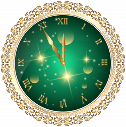 Green New Year's Clock PNG Transparent Clip Art Image | Gallery ...